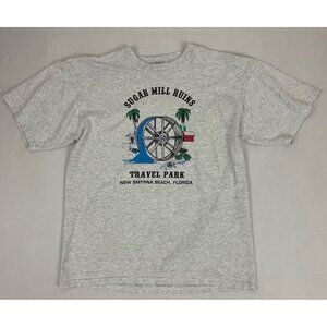 Vintage Sugar Mill Ruins Travel Park New Smyrna Beach Florida Tourist T-shirt L